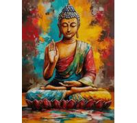WELIWE Kit Broderie Point de Croix Estampé 11CT Adultes Débutant Compté Point de Croix Kits Statue de Bouddha DIY Pré Imprimé Canevas art broderie 40x50 cm