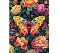 WELIWE Kit Broderie Point de Croix Estampé fleurs papillon 11CT Adultes Débutant Compté Point de Croix Kits DIY Pré Imprimé Canevas art broderie 40x50 cm