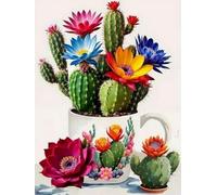 WELIWE Point de Croix Broderie Kits de Couture à la Main Bricolage 11CT Estampé pour Les Débutants Kit de Broderie Pré-imprimé Motif Arrosoir Fleur de cactus 40x50 cm