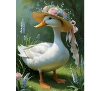 WELIWE Point de Croix Broderie Kits de Couture à la Main Bricolage 11CT Estampé pour Les Débutants Kit de Broderie Pré-imprimé Motif Canard 40x50 cm
