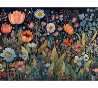 WELIWE Point de Croix Broderie Kits de Couture à la Main Bricolage 11CT Estampé pour Les Débutants Kit de Broderie Pré-imprimé Motif Feuilles vertes et fleurs 40x50 cm