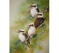 WELIWE Point de Croix Broderie Kits de Couture à la Main Bricolage 11CT Estampé pour Les Débutants Kit de Broderie Pré-imprimé Motifquatre petits oiseaux(40x50cm)
