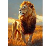 WELIWE Point de Croix Broderie Kits de Couture à la Main Bricolage 11CT Estampé pour Les Débutants Kit de Broderie Pré-imprimé Motif Lion des prairies 40x50 cm