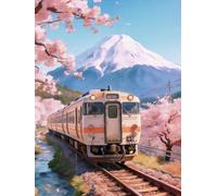 WELIWE Point de Croix Broderie Kits de Couture à la Main Bricolage 11CT Estampé pour Les Débutants Kit de Broderie Pré-imprimé Motif Train panoramique 40x50 cm