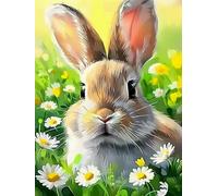 WELIWE Point de Croix Broderie Kits de Couture à la Main Bricolage 11CT Estampé pour Les Débutants Kit de Broderie Pré-imprimé Motif Lapin 40x50 cm