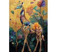 WELIWE Point de Croix Broderie Kits de Couture à la Main Bricolage 11CT Estampé pour Les Débutants Kit de Broderie Pré-imprimé Motif Girafe 40x50 cm