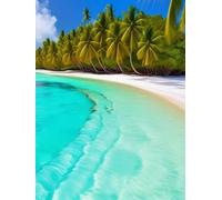 WELIWE Point de Croix Broderie Kits de Couture à la Main Bricolage 11CT Estampé pour Les Débutants Kit de Broderie Pré-imprimé Motif Paysage de plage 40x50 cm