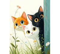 WELIWE Point de Croix Broderie Kits de Couture à la Main Bricolage 11CT Estampé pour Les Débutants Kit de Broderie Pré-imprimé Motif Trois chatons 40x50 cm