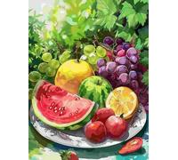 WELIWE Point de Croix Broderie Kits de Couture à la Main Bricolage 11CT Estampé pour Les Débutants Kit de Broderie Pré-imprimé Motif Plateau de fruits 40x50 cm