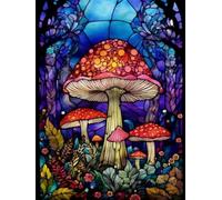 WELIWE Point de Croix Broderie Kits de Couture à la Main Bricolage 11CT Estampé pour Les Débutants Kit de Broderie Pré-imprimé Motif Champignons colorés 40x50 cm