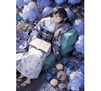 WELIWE Point de Croix Broderie Kits de Couture à la Main Bricolage 11CT Estampé pour Les Débutants Kit de Broderie Pré-imprimé Motif Fille lisant 40x50 cm