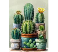 WELIWE5D Broderie Diamant DIY Diamonds Painting Kit Mosaïque Canevas Strass Peinture Murale pour Adultes Debutant Décoration Cactus 40x50 cm