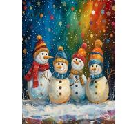 WELIWE5D Broderie Diamant DIY Diamonds Painting Kit Mosaïque Canevas Strass Peinture Murale pour Adultes Debutant Décoration Bonhomme de neige 40x50 cm