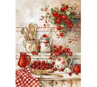 WELIWE5D Broderie Diamant DIY Diamonds Painting Kit Mosaïque Canevas Strass Peinture Murale pour Adultes Debutant Décoration Fruits de cuisine 40x50 cm