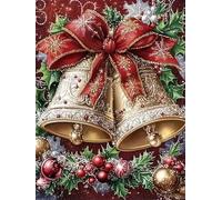 WELIWE5D Broderie Diamant DIY Diamonds Painting Kit Mosaïque Canevas Strass Peinture Murale pour Adultes Debutant Décoration Sonneries de Noël 40x50 cm