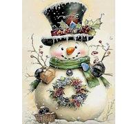 WELIWE5D Broderie Diamant DIY Diamonds Painting Kit Mosaïque Canevas Strass Peinture Murale pour Adultes Debutant Décoration Bonhomme de neige de Noël 40x50 cm