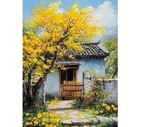 WELIWE5D Broderie Diamant DIY Diamonds Painting Kit Mosaïque Canevas Strass Peinture Murale pour Adultes Debutant Décoration Jardin 40x50 cm