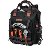 WELKINLAND Sac à dos d’outils HAVC en toile cirée à 88 poches, sac à dos d’outils pour électricien robuste, sac à dos d’outil pour technicien à ouverture supérieure, sac à dos d’outils pour la