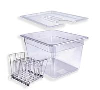 WELKOR Grand récipient sous vide avec couvercle, kit de cuisson sous vide compatible avec les cuisinières instantanées Wancle Anova, Joule, pour cuisiniers à domicile, usage professionnel (12 l avec