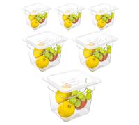WELKOR Lot de 6 poêles alimentaires avec couvercles, taille 1/6, incassables, empilables en plastique pour hôtel, fête, restauration, cuisine, préparation des repas, de -40 °C à 100 °C (2,22 L