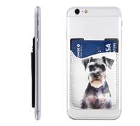 Well-Behaved Schnauzer Card Holder for Phone Case, PU Leather Auto-adhésif ID Credit Card Case, Suitable for the back of most Smartphones