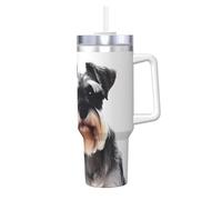 Well-Behaved Schnauzer Print Ice Bully avec poignée et paille isotherme - Bouteille isotherme pour boissons chaudes et froides - 1200 ml