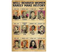 Well-Behaved Women Rarely Make History Feminist Aluminium For Kitchen Home Cafe Wall Art Wall Decor Poster Metal Sign 20,3 x 30,5 cm