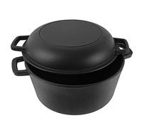 WELL GRILL Cocotte 2 en 1 - Ensemble d'accessoires - Faitout en fonte avec couvercle - Moule à pain pour Weber, Burnhard et la plupart des barbecues à gaz, barbecue, camping, jardin - 5QT