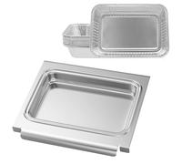 WELL GRILL Lot de 10 barquettes en aluminium et 10 bacs anti-goutte en aluminium pour barbecue Weber Spirit II 200 & 300 Series, bacs récupérateur de graisse, grands pour Weber 6415, 67047, 15 x 22 cm