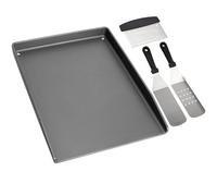 WELL GRILL Plancha en fonte 40 x 30 cm avec spatule pour barbecue, universel pour Enders, Weber, Landmann et barbecue au charbon de bois
