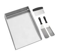 WELL GRILL Plaque de cuisson en acier inoxydable de 48 x 34 cm avec spatule et grattoir pour barbecue Weber Genesis II, Broil King Imperial/Regal à gaz, tapis de barbecue plancha