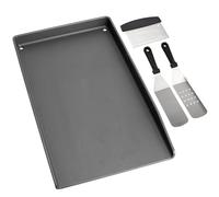 WELL GRILL Plaque de cuisson en fonte 44,5 x 26 cm avec spatule pour barbecue Weber Spirit 210 & 310, accessoire universel pour barbecue à gaz et barbecue au charbon de bois