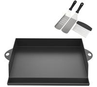 WELL GRILL Plaque de cuisson pour plancha pour barbecues à gaz Weber Spirit et Genesis, Enders et la plupart des barbecues à gaz, plateau de cuisson en fonte émaillée avec spatule et grattoir