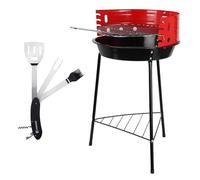Well Home Barbecue à 3 pieds avec grille chromée de couleur noire 32 x 33 x 55 cm + set d'ustensiles 5 en 1 pour barbecue Noir