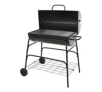 Well Home Barbecue à cylindre avec roues, couleur noire et grille de cuisson plaquée H.97 cm