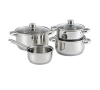 Well Home Batterie de cuisine 7 pièces en acier inoxydable avec bases à induction et poignées ergonomiques