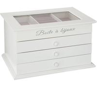 Well Home Boîte À Bijoux En Bois Avec 3 Tiroirs Blanc