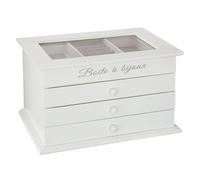 WELL HOME Boîte à bijoux en bois avec 3 tiroirs Blanc