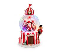 Well Home Boule de Noël, Neige Musicale Cirque du Père Noël avec LED, Neige Automatique et 8 Chants de Noël 21 x 13 x 11,5 cm