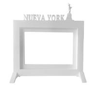 Well Home - Cadre photo de table ou mural, modèle New York, taille du cadre 20,5 x 13,5 x 1,5 cm pour photos de 10 x 15 cm, couleur blanc