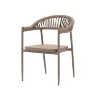Well Home Chaise d'extérieur 'Adel' Cappuccino élégante et Fonctionnelle avec Structure en Aluminium Inoxydable et Corde tressée 60 x 80 x 105 cm