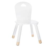 Well Home - Chaise en Bois pour Enfant - Décoration Nuage - Blanc et Marron, 28x50x28cm