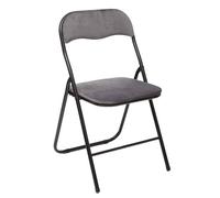 Well Home - Chaise Pliante en Velours Gris 39 x 39 x 43 cm