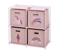 Well Home Commode pour enfant à 4 compartiments avec cadres en métal Rose
