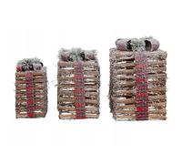 Well Home Décoration de Noël Lot de 3 boîtes Cadeaux avec lumières LED de différentes Tailles