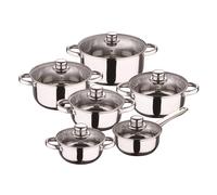 Well Home Ensemble de batterie de cuisine 12 pièces en acier inoxydable avec bases à induction et poignées ergonomiques