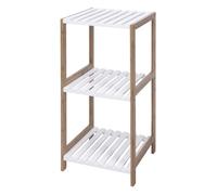 Well Home Étagère de Salle de Bain avec 3 étagères en MDF et Pieds en Bambou H.79 cm