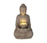 Well Home Fontaine Bouddha Couleur Sable avec lumières LED pour Espace extérieur 28,5 x 24,5 x 48 cm