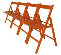 WELL HOME FURNITURE & DECORATION - Pack 4 Chaises BAS en hêtre finition orange