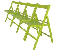 WELL HOME FURNITURE & DECORATION - Pack 4 Chaises BAS en hêtre finition vert